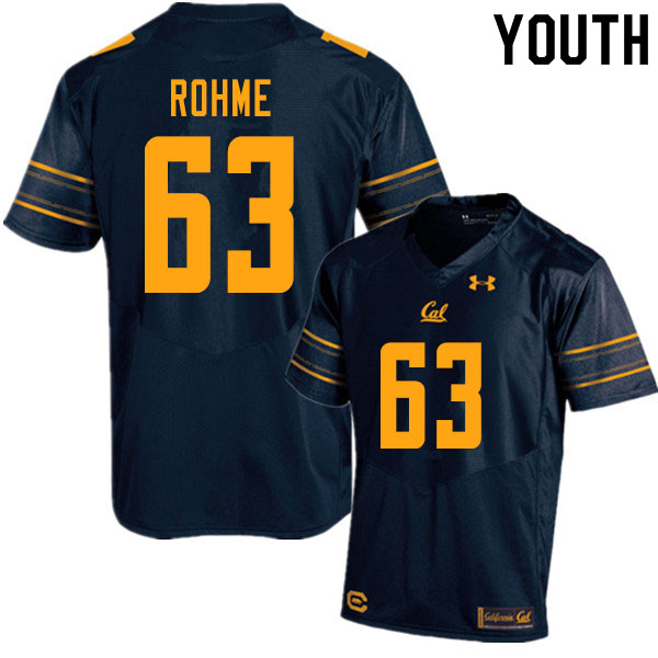 Youth #63 Brayden Rohme Cal Bears UA College Football Jerseys Sale-Navy